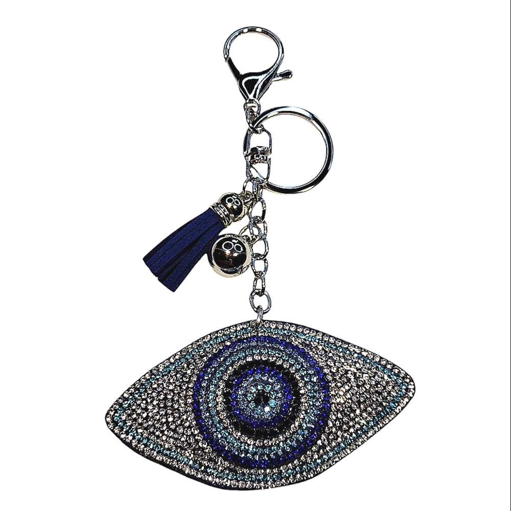 Crystal Blue  Evil Eye Keychain NWT